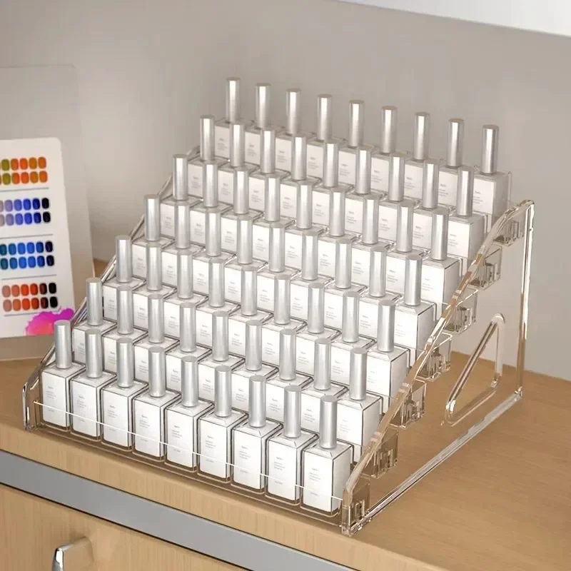 Transparent Multi-Tier Nail Polish Display Stand Plastic Clear Nail Art Glue Storage Rack Cosmetic Organizer Box