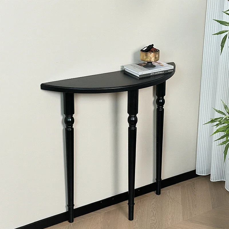 French Solid Wood Console Tables Against Wall Display Table Home Luxury Narrow Desk Living Room Semi-circle Entryways Furniture