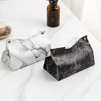 Marble Pattern PU Tissue Storage Box, Nordic Ins Dining Table, Coffee Table, Car Drawer Box, Wholesale 1