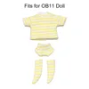 Ob11 Doll Clothes Striped Tops T-shirt Shorts Socks Suit Knitted Sweatshirt For Mini 1/12 Doll Cute Surprise Face Boy Girl Gift 6