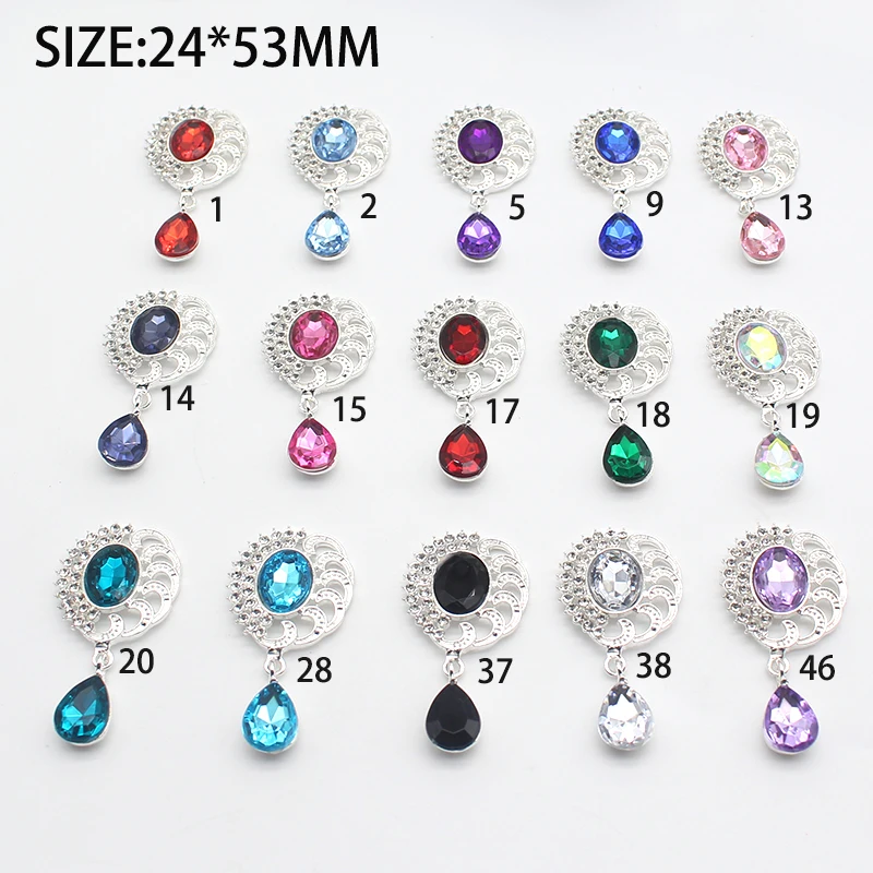 

Металлические Модные Акриловые стразы подвески 10 шт. 24*53 мм DIY посеребренные аксессуары для волос украшение для одежды ювелирное изделие