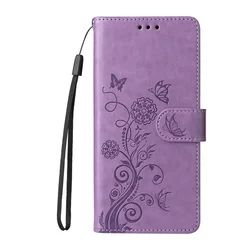 Luxurious Leather Flip Cover Phone Case with Fringed Iris and Card Slot for Honor X6A Plus (PURPLE)