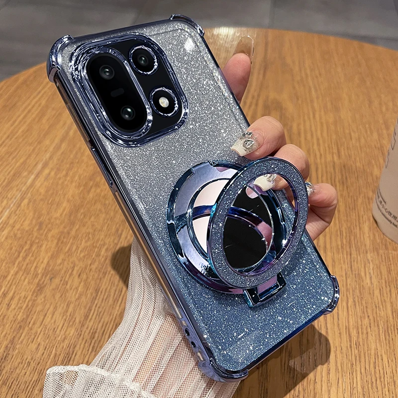 Shockproof Glitter Silicone Holder Case with Ring Stand