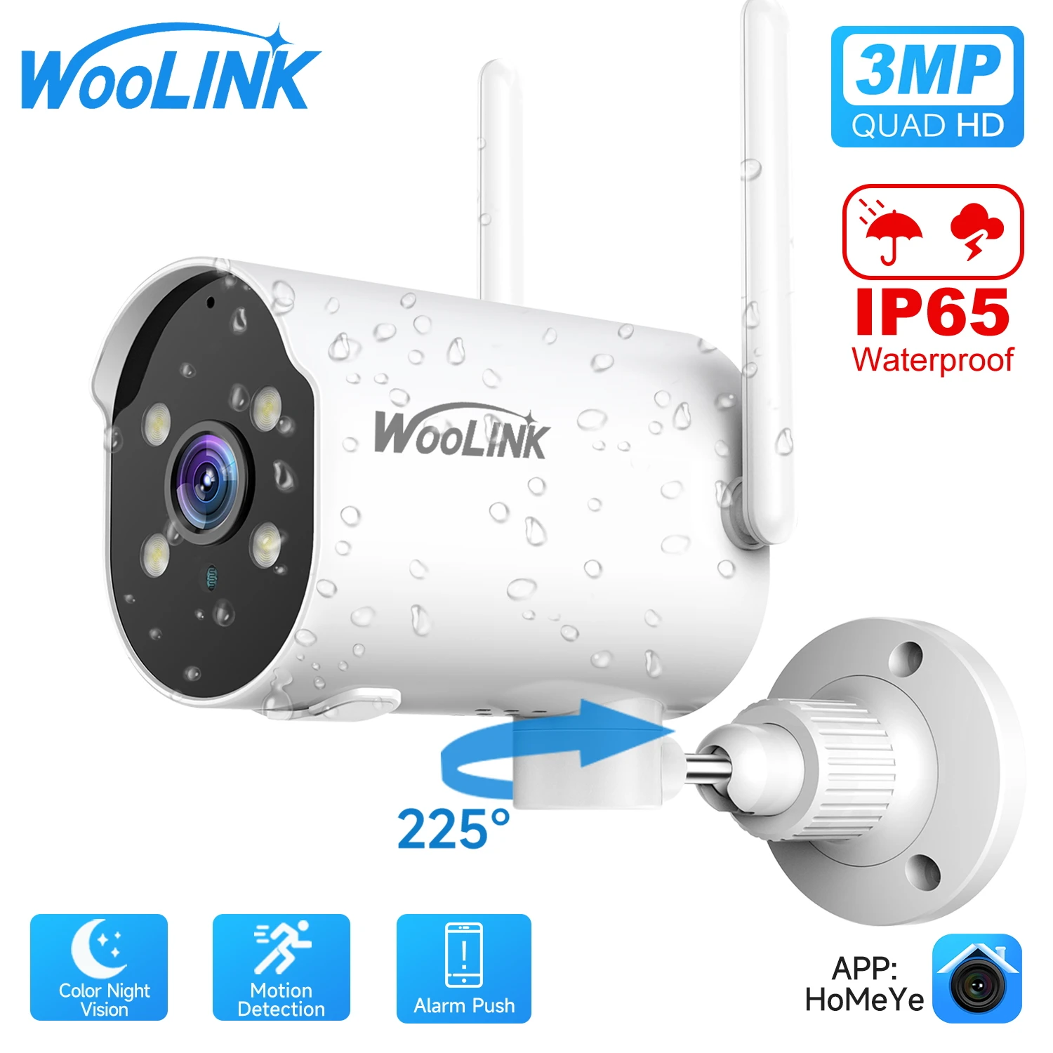 Bullet WiFi Camera Outdoor Wireless Home Security IP Camera 2K HD PIR Human Detection Camera CCTV 2 Way Audio 5V Plug Power 1