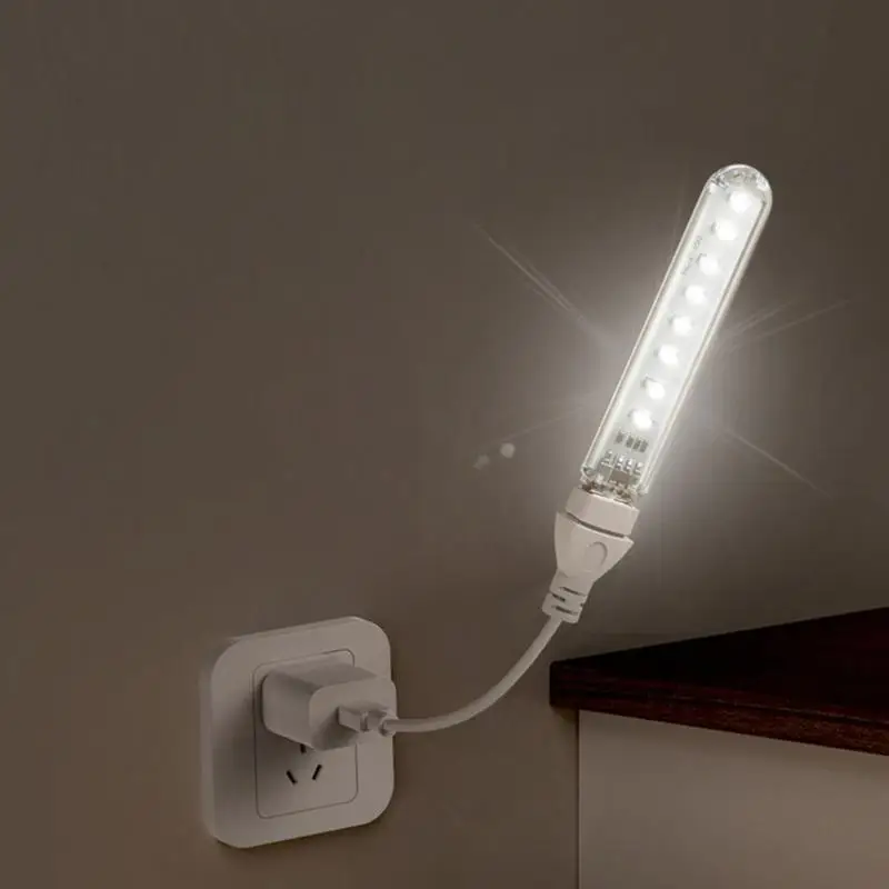 옥외 야영과 학문을 위한 652F 8개의 LED USB 밤 빛 책상용 램프 5V1A 입력
