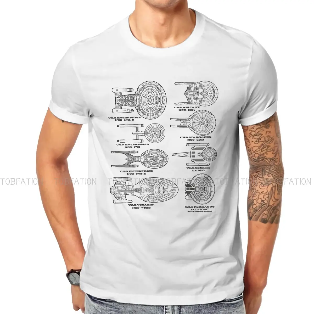 

Ships Of the Past Schematics TShirt For Men Starr Terk TOS Space Trekkers Film Clothing Novelty Polyester T Shirt Print Fluffy