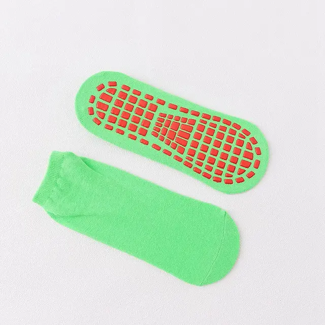 1Pair Women Yoga Cute Elasticity Socks Silicone Non-Slip Floor Socks Cotton Breathable Sport Boy Girl Trampoline Toddler Socks green