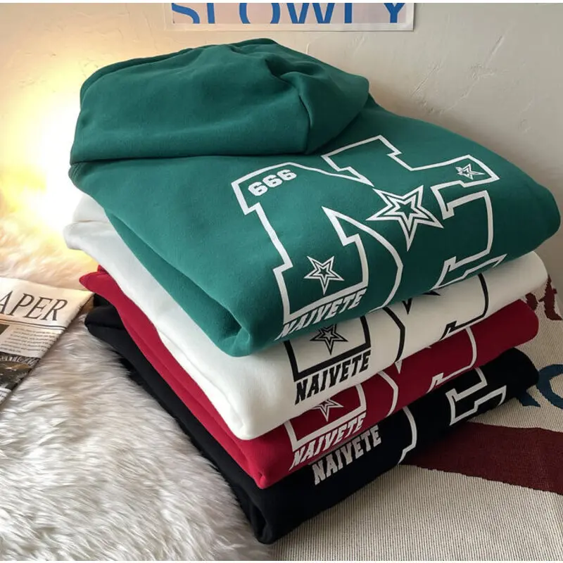 

Pullover Hooded Sweater Men Baggy Street Hip Hop Letter Printed Fashion Drawstring Front Pockets Harajuku Hoody Hoodies Shirt