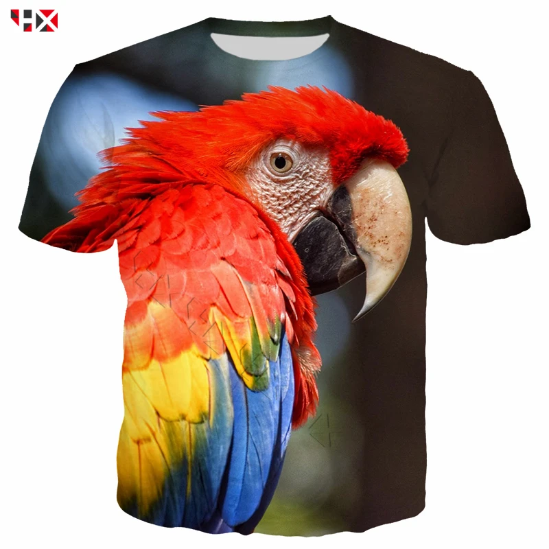 Fashion Animal Macaw T Shirt Men/Women 3D Print Parrot Sweatshirt Short Sleeve Harajuku Streetwear Tops S408 | Мужская одежда
