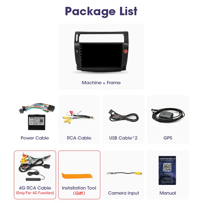 Srnubi 2 Din Android Carplay Android Auto WIFI GPS BT SWC Universal Multimedia Player Für Citroen C4 C-Triomphe Quatre 2004-2009 – Detail 25