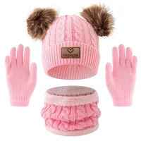 Ensemble chapeaux et gants de cou pour enfants de 2 à 12 ans, 3 pièces, mignons, confortables et chauds, chapeaux pour garçons et filles, automne et hiver 5