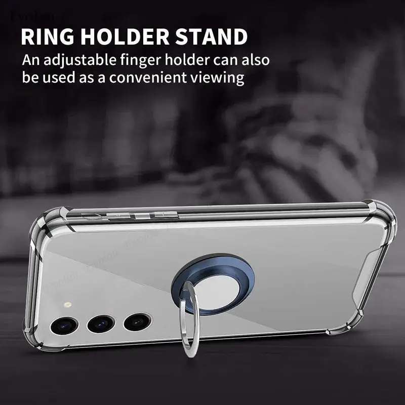 Magnetic Ring Holder Shockproof Transparent Silicone Back Case