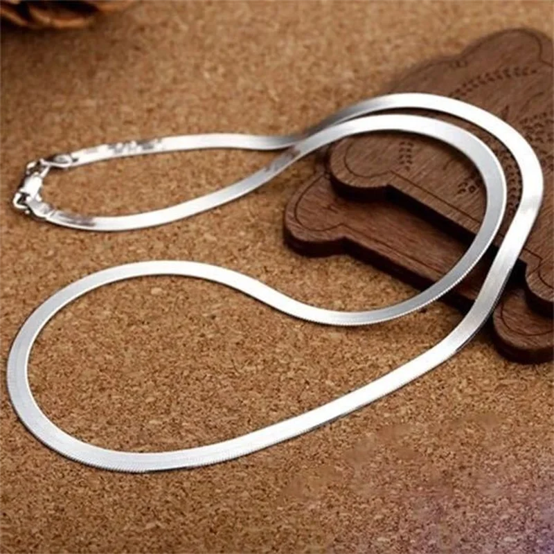 

925 Silver color 4MM chain Necklace for Women Men Luxury Couple Fine Jewelry Blade Chain wedding gift choker Clavicle