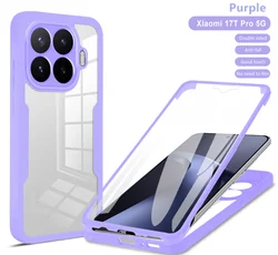Comprehensive 360 Protection Cover with Clear Screen Guard for Xiaomi 17T Pro (Lavender)