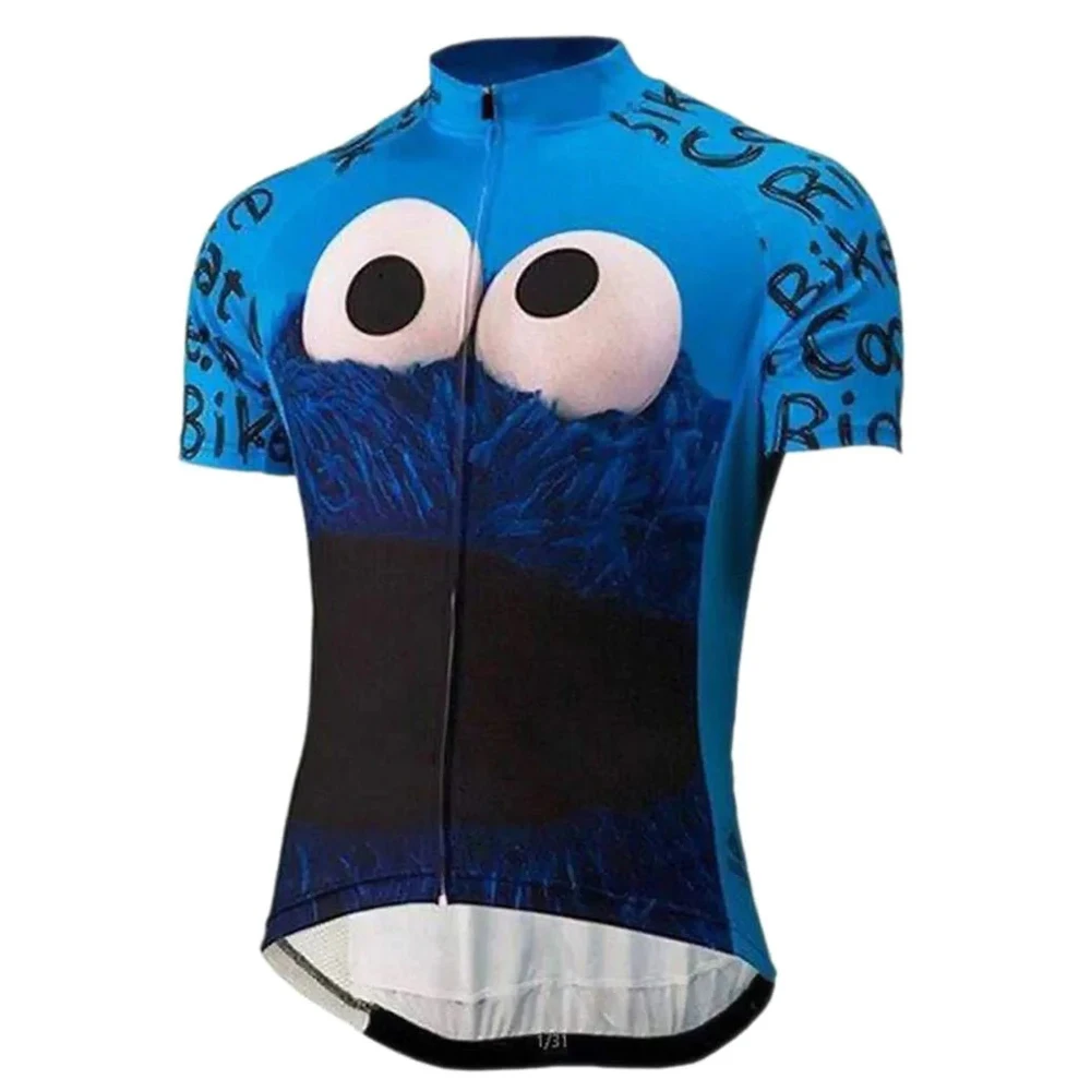 thumbnail image 1 of Nueva camiseta de ciclismo de verano para hombre, color azul, con diseño de globo ocular, ropa de ciclismo, manga corta, personalizable, a elección arbitraria, 1 of 4