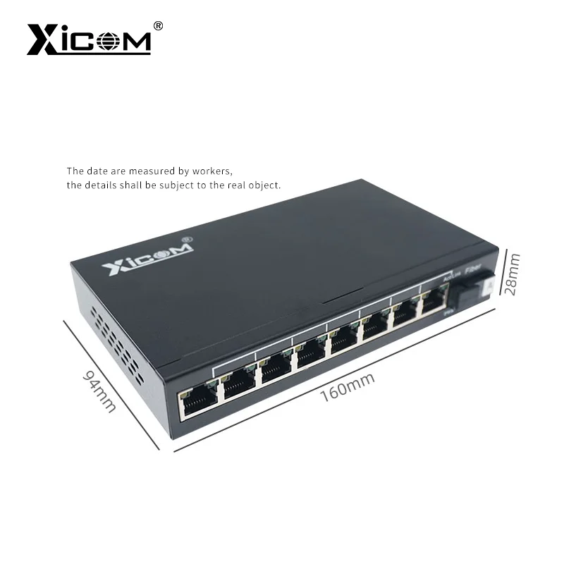 10/100M 25KM Optic Media Converter 1 Fiber Port 8 Rj45 Port Optical Transceiver External Singlemode Fiber Switch 1310/1550nm