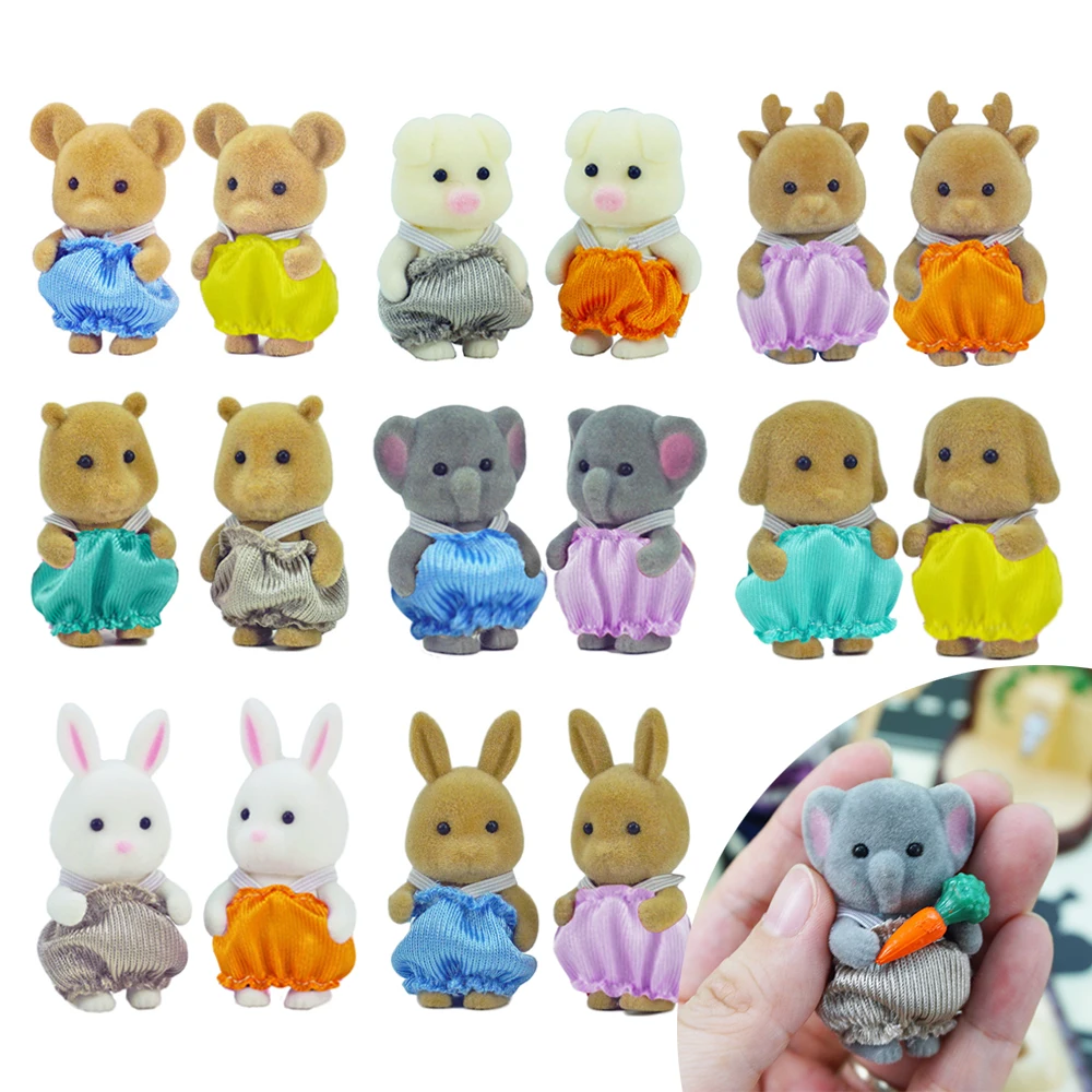 Dollhouse 1:12 Scale Miniature Furniture Set Forest Family Bunny Duck Reindeer Baby Animal Living Room Set Pretend Play Girls Gifts