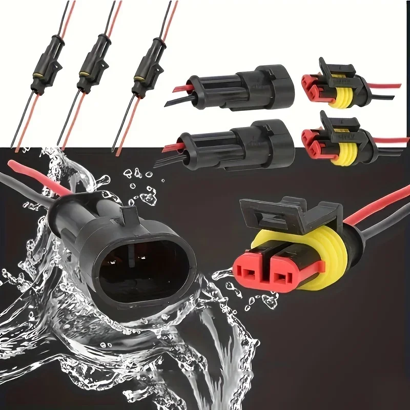 Electrical Connectors Plug 10pcs 5 Sets Waterproof Automotive Male Female 2-Pin Way With Wire Car Motorcycle Scooter Marine