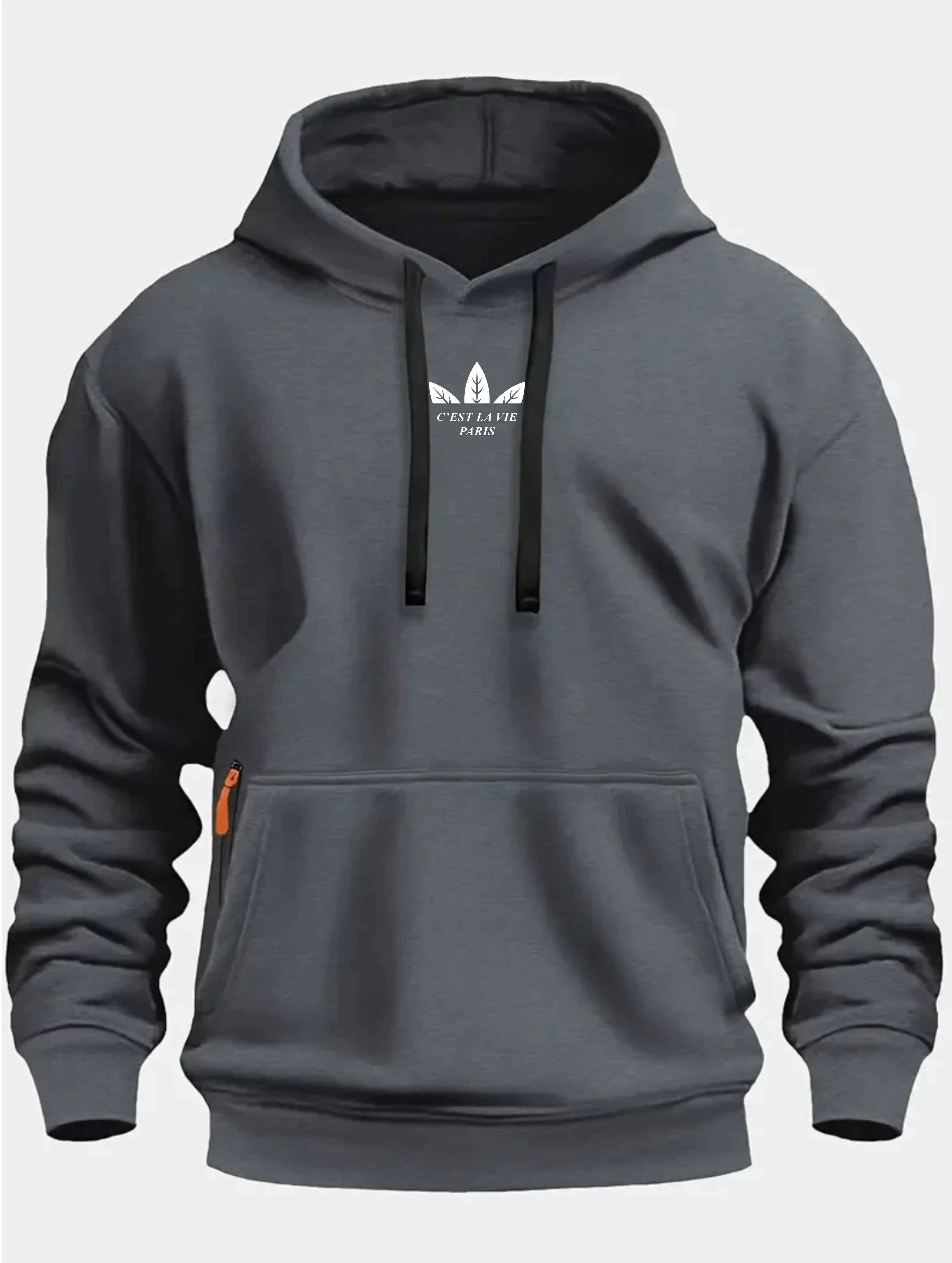 Autumn and Winter New Men's Printed Fleece Hoodie High Quality Solid Color Hoodie Men's Fashion Street Style Sportswear