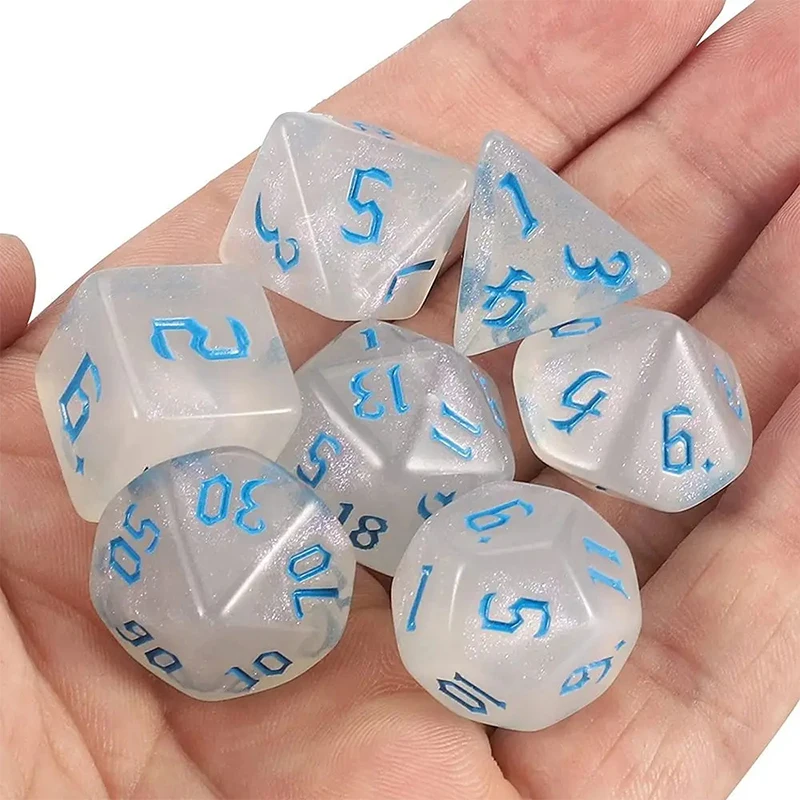 

7Pcs Multifaceted Digital Dice Set Acrylic Table Game Opaque Polyhedral Dices D4 D6 D8 D10 D12 D20 for DND Dice Tabletop Game