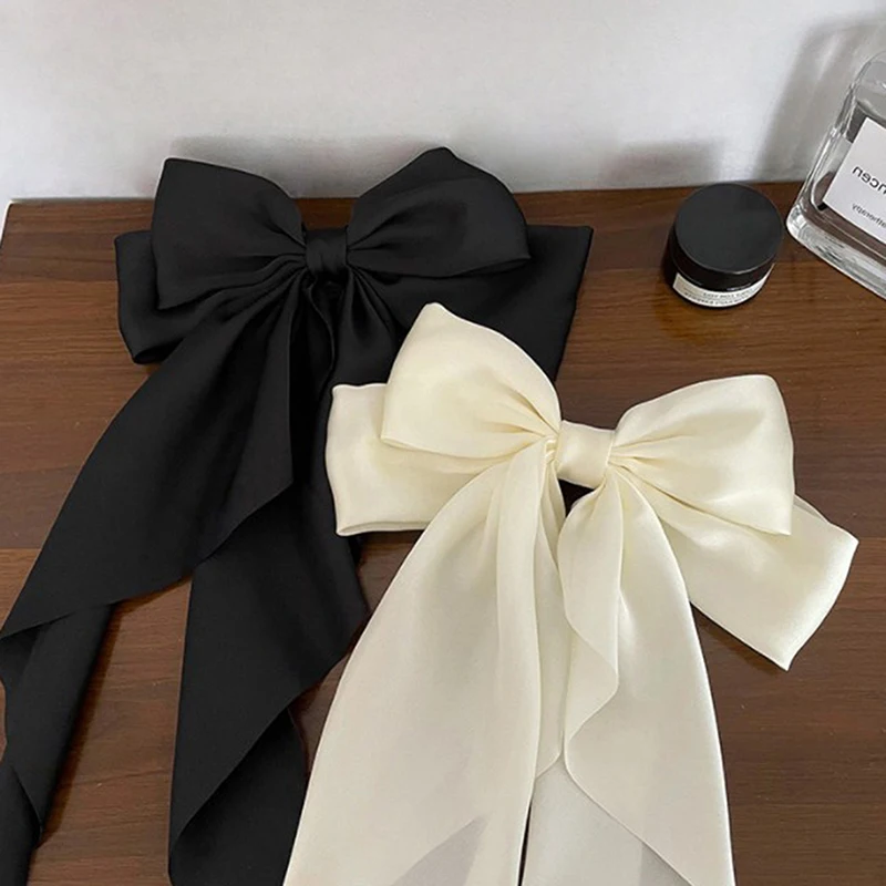 

Bow Ribbon Hairpin Headwear Simple Elegant Satin Spring Clip Fixed Hair Clip Retro Party Headdress Red Hair Accessories