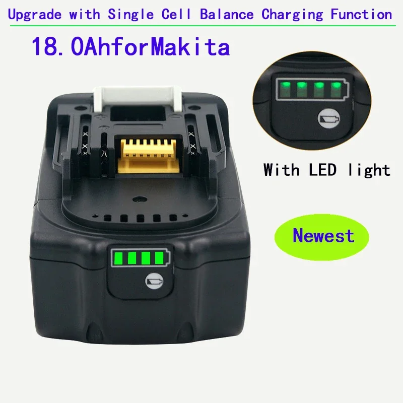 Battery Adapter Makita 18V 12000mAh Rechargeable Power Tools Battery LED Li-ion Replacement LXT BL1860B BL1860 BL1850