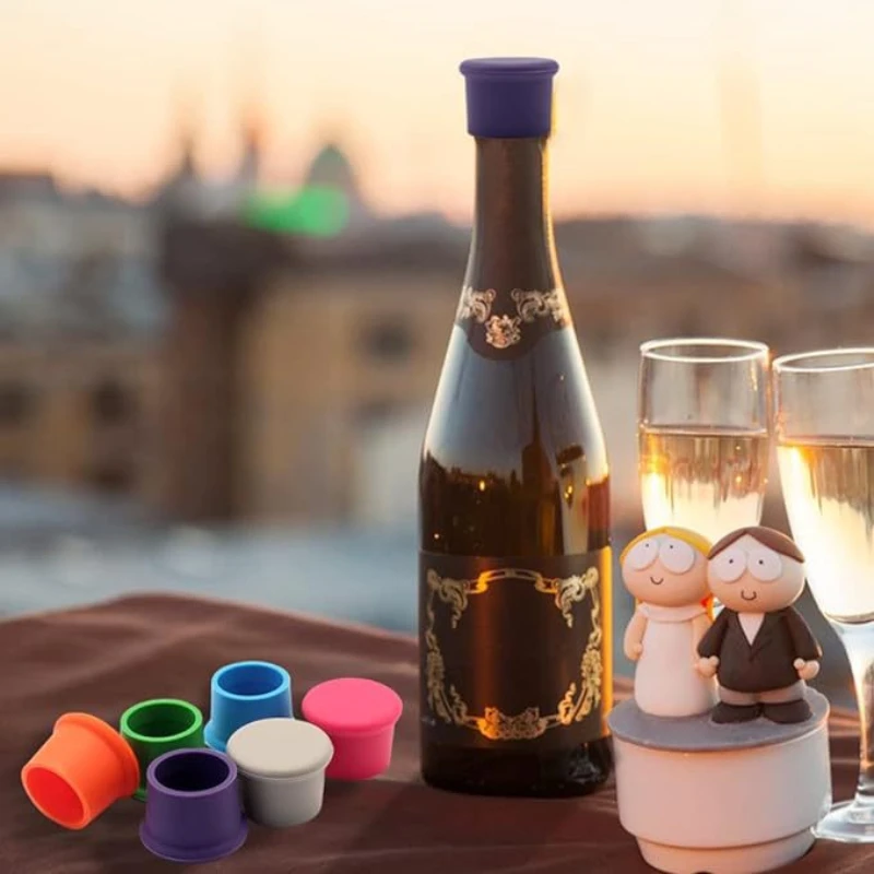6 Color Sets Silicone Rubber Wine Bottle Stopper Airtight Seal Reusable Round Silicone Corks Bottle Covers Leak Proof Beer Corks
