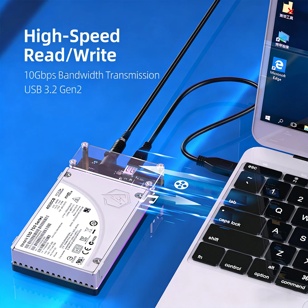MAIWO U.2 SSD 케이스 2.5인치 U.2 PCI-E NVME SSD 인클로저 10Gbps USB 3.2 Gen2 Type-C U.2 하드 드라이브 어댑터 박스 툴리스 PC용