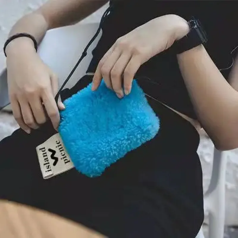 Messenger Bags for Women Solid Color Mini Versatile Fashion Decoration Ins Winter New All-Match Lamb Wool Shoulder Bags