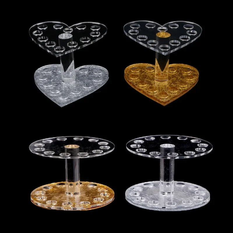 Nail thickening/thin acrylic pen holder gold and silver heart-shaped pen holder round pen holder nail tool 2