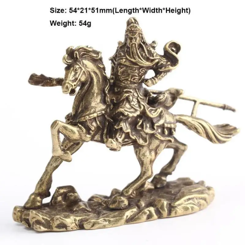 Brass Chinese God Of Wealth Riding Horse Guan Gong Statue Home Decoration Accessories Copper Office Desk Decor Ornaments