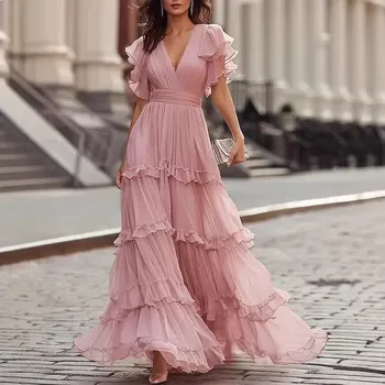 V Neck Dresses for Women Summer Spring Elegant Long Dress Maxi Dress Jumpsuit Overall Playsuit 1