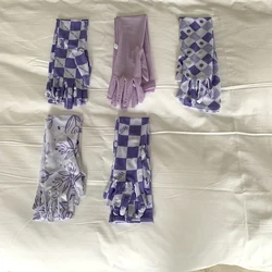 1 Pair Female Purple Print long Summer Ice Silk Cotton Cycling Thin Touch Screen Gloves UV Sunscreen Sleeve Gloves for Women