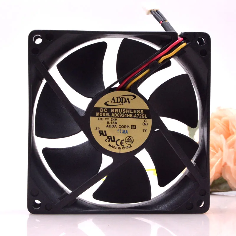 

NEW CPU Fan for ADDA AD0924HB-A72GL 24V 0.15A 3-wire Dual Ball Frequency Converter Fan 9CM 9025 90*90*25mm