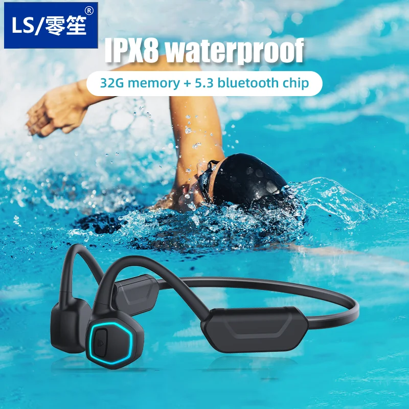 

Bluetooth-наушники LS IPX8 водонепроницаемые, 32 ГБ, с микрофоном