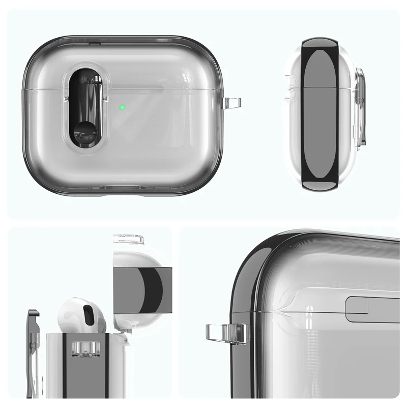 Transparent Electroplated Shockproof Earphone Case - Stylish Protective Cover