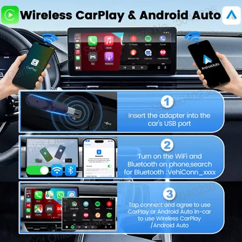 CarlinKit 5.0 Wireless Adapter Mini Ultra Wireless Android Auto & CarPlay USB Dongle For Car Upgrade WiFi Bluetooth Auto Connect 6