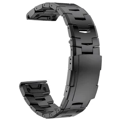 Premium Titanium Metal Watch Band with QuickFit Clasp - 26mm/22mm Strap - QuickFit 26mm (Gray)