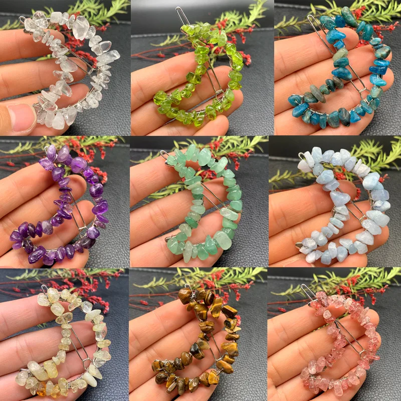 

6pcs/lot Natural Crystal Gravel Moon Hairpin Hair Accessories Headgear Healing Energy Jewelry Hair Accessory Bulk Wholesales