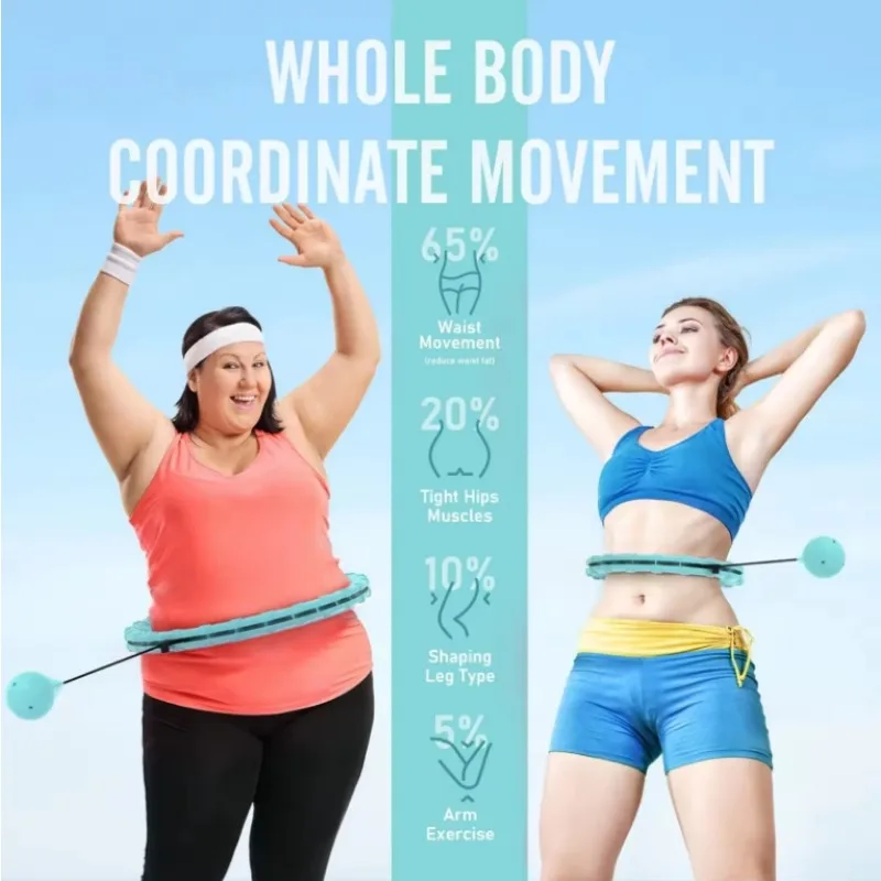 24 Node Smart Weighted Fitness Ring Detachable Fitness Hula Hoop Fat Burning for Slimming Weight Loss Exercise