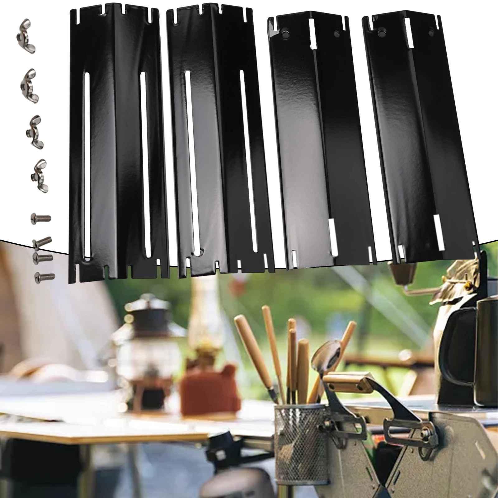 

4Pcs Adjustable Stainless Steel Heat Plate BBQ Gas Grill Replace Kit Oven Hot Plate Oven Replacement Rack Parts Barbecue Tools