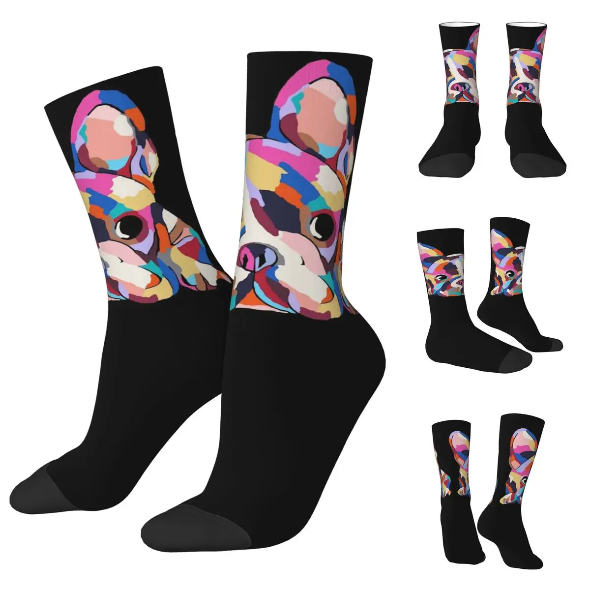 Non brand,pattern Cute Pets Bulldog Unisex Socks Windproof 3D Print Happy Socks Street Style Crazy Sock 1 pair fashion animal socks 3d printed funny kawaii sock women cute pets fitness hamster sokken many style dropship