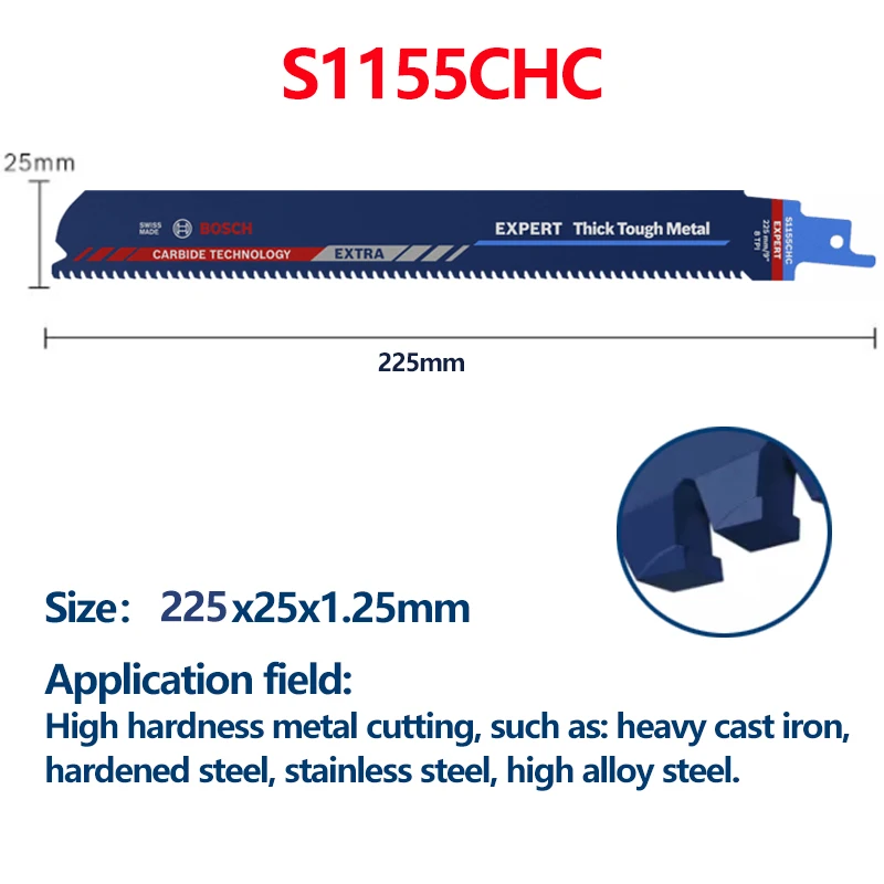 Bosch S955CHC / S1155CHC 전문 카바이드 세이버 톱날, 8TPI 두꺼운 터프 메탈 커팅, 전기 왕복 톱날