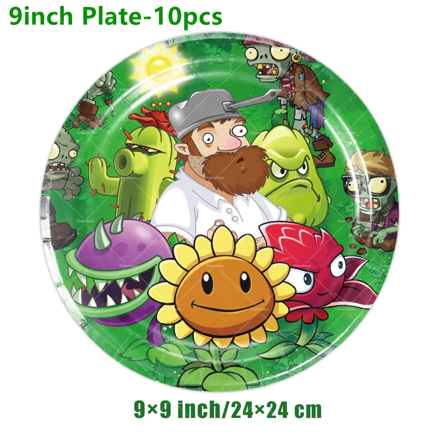 Cartoon Game Party Decor Set with Balloons, Banner, and Tableware