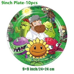 Cartoon Game Party Decor Set with Balloons, Banner, and Tableware - Other (9inch Plate-10pcs)