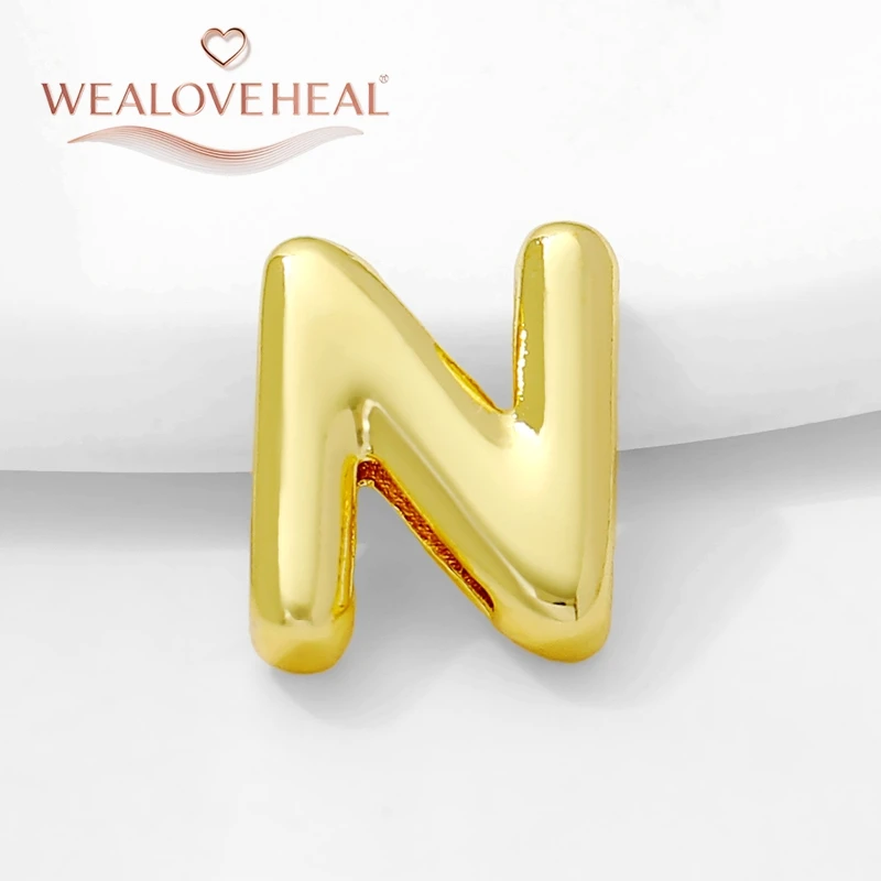18K vergoldete Messingmetallperlen mit 26 Namensbuchstaben, Initialenperlen für DIY Armbänder und Armreifen für Damen und Herren, Schmuckzubehör – Detail 32