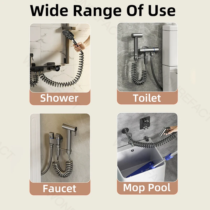 Shower Water Hose Bathroom Recoil Garden Water Hose Flexible Curly Water Hose Retractable Self Coiling Hoses Spray Nozzle