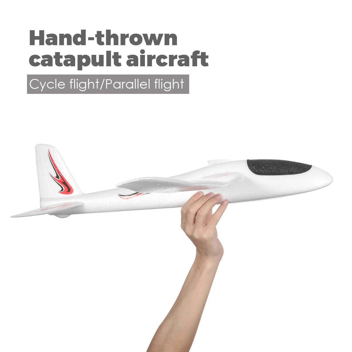 Avion planeur RC Tomaibaby 99cm en vol dans le ciel bleu, jouet volant facile à assembler.