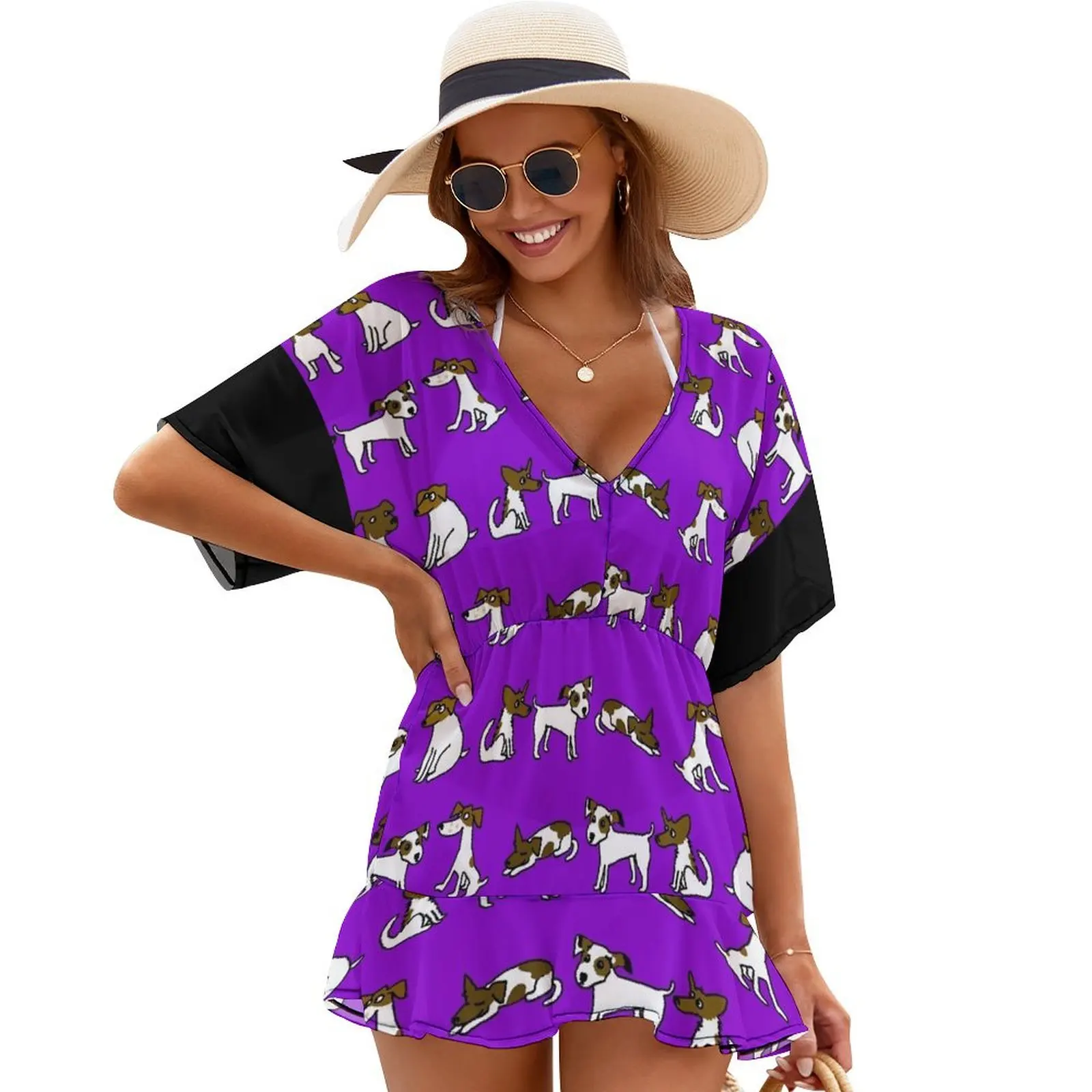 

Jack Russell Terrier Cartoon Purple Cover Ups Women long dress Dresses for wedding party prom dress summer woman dress 2024