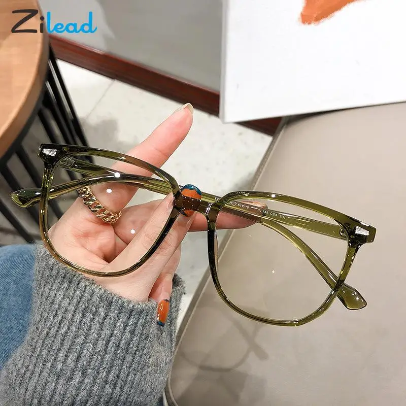Zilead Ultralight Anti Blue Light Myopia Glasses Women Men Oversize Computer Shortsighted Nearsighted Eyewear 0-0.5-1-1.5-2...-6
